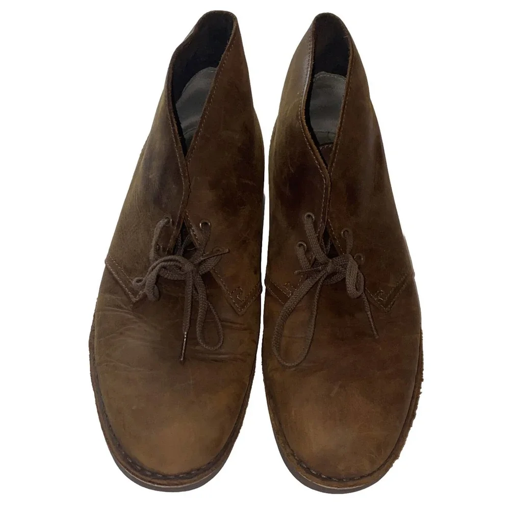 Clarks Desert‎ Ankle Boots Men Size 11.5 Brown Beeswax Leather 15260 University